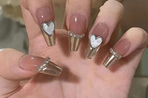 Nude Rhinestone Heart Press